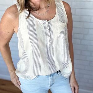 Thread & Supply Tan and Brown Sleeveless Polo Tank